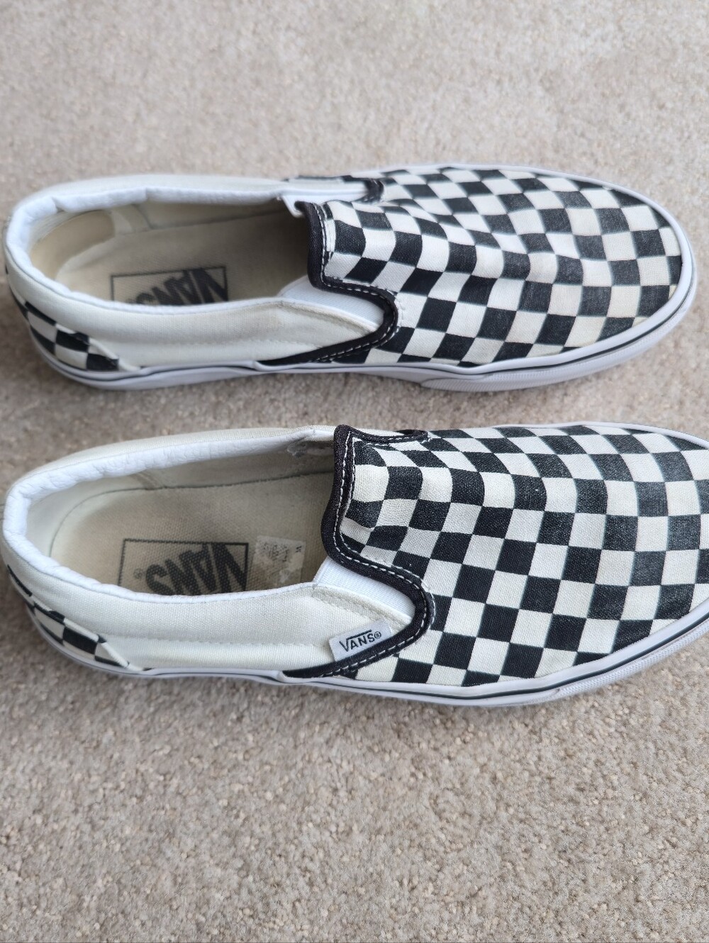VANS Checkerboard Women's Size 9 Men's Sz 7.5 Slip-On Skate Shoe White Black - Picture 2 of 9